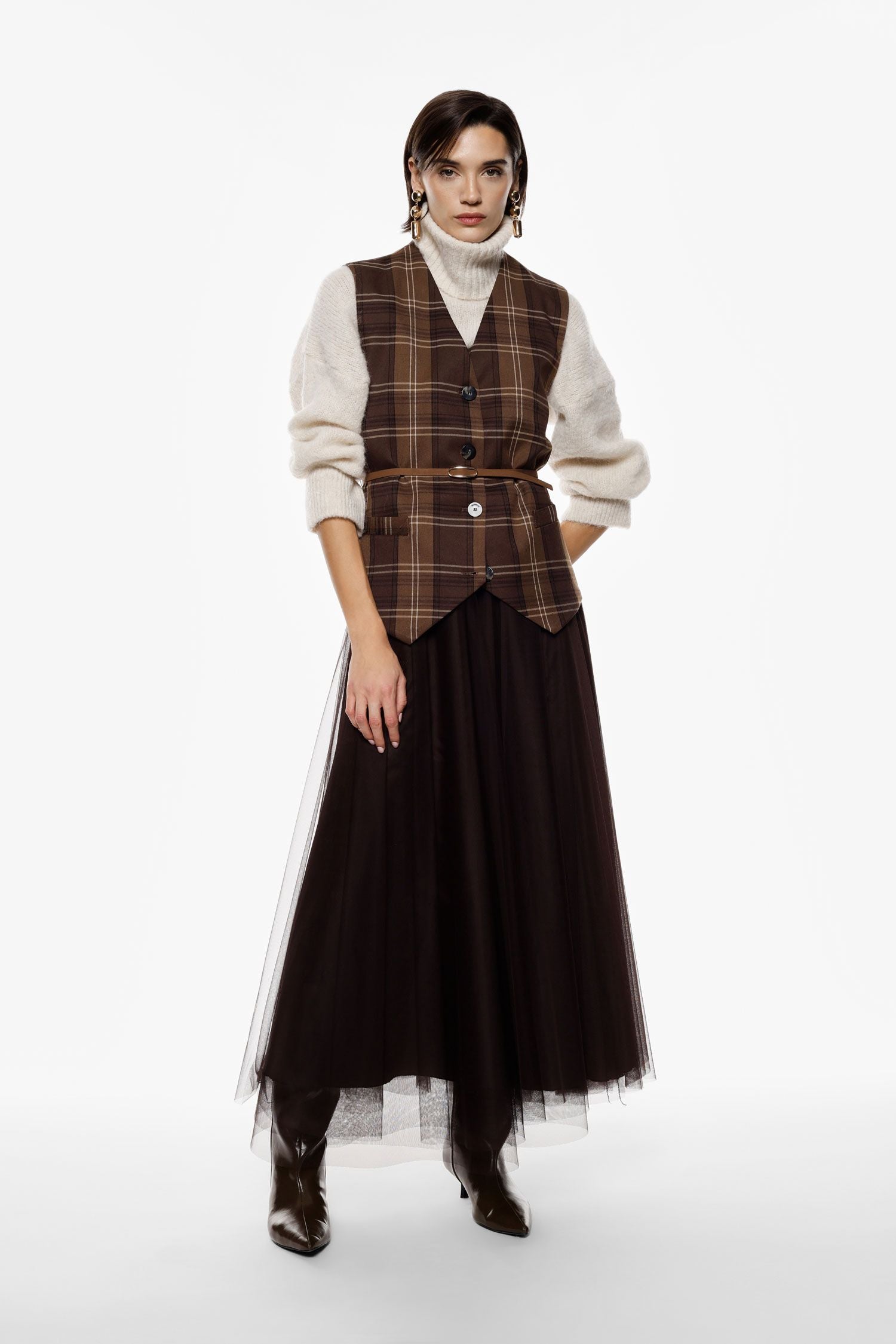 מכנס חליפה ווסט  ומכנס מתרחב משבצות