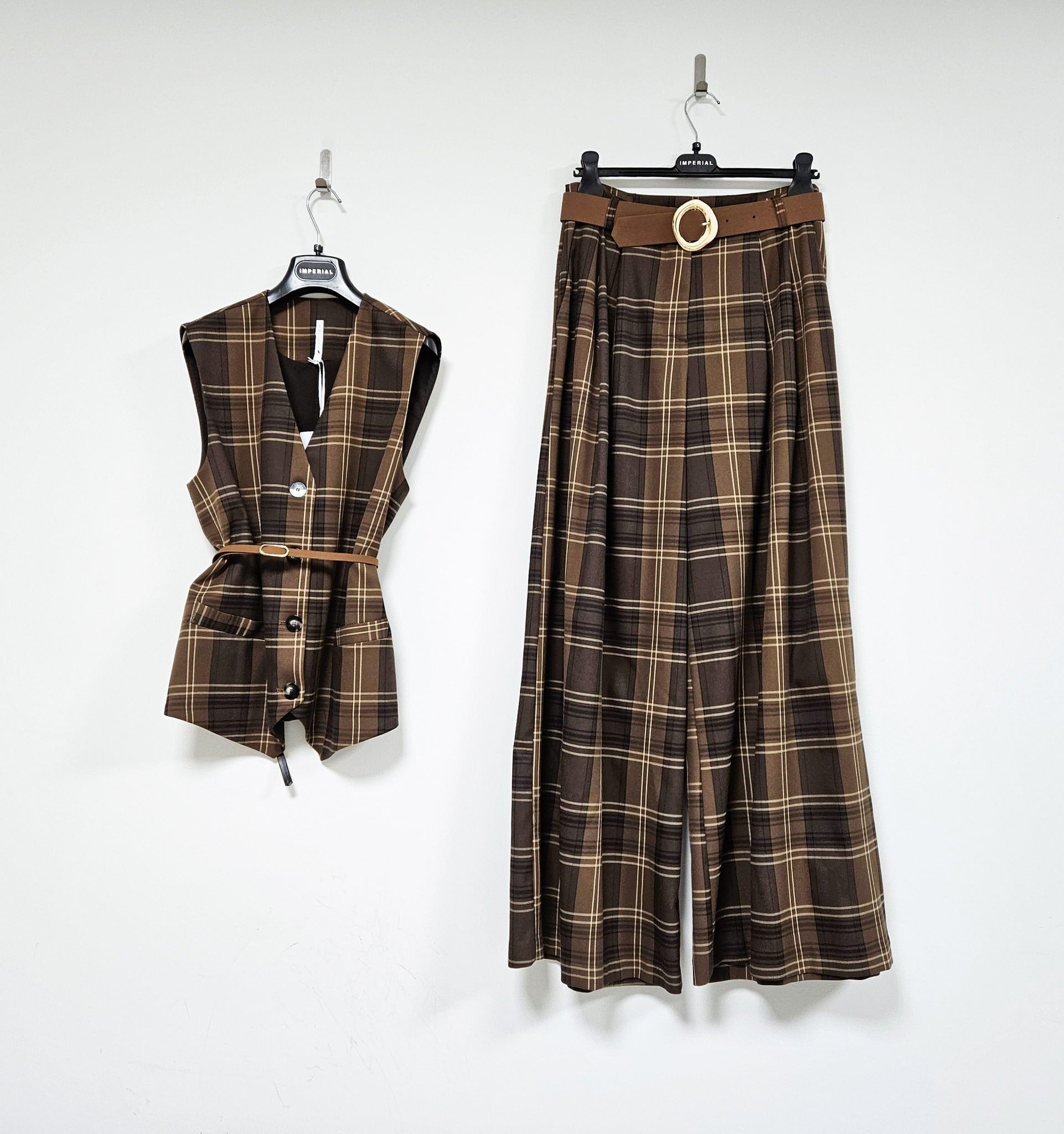 מכנס חליפה ווסט  ומכנס מתרחב משבצות