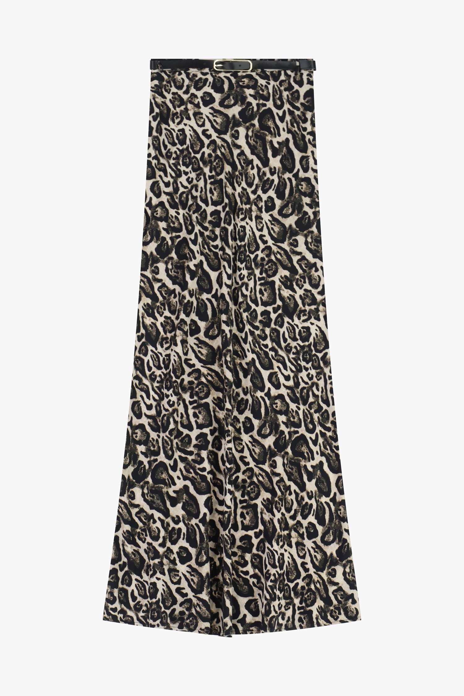 חצאית ארוכה עם הדפס חיות וחגורה דקה