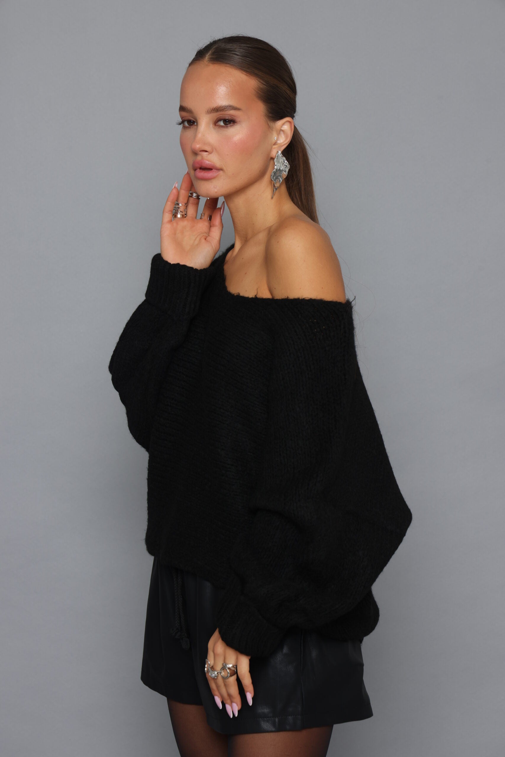 סריג כתף חשופה אוברסייז