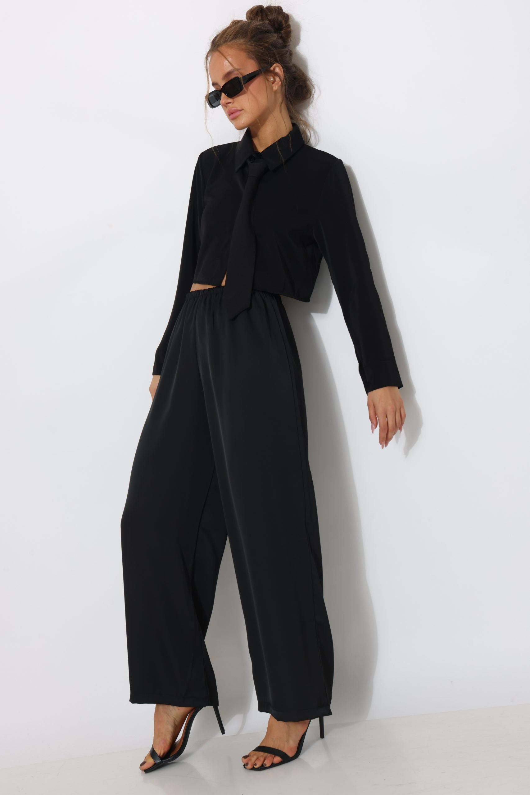 מכנס סאטן גזרה ישרה