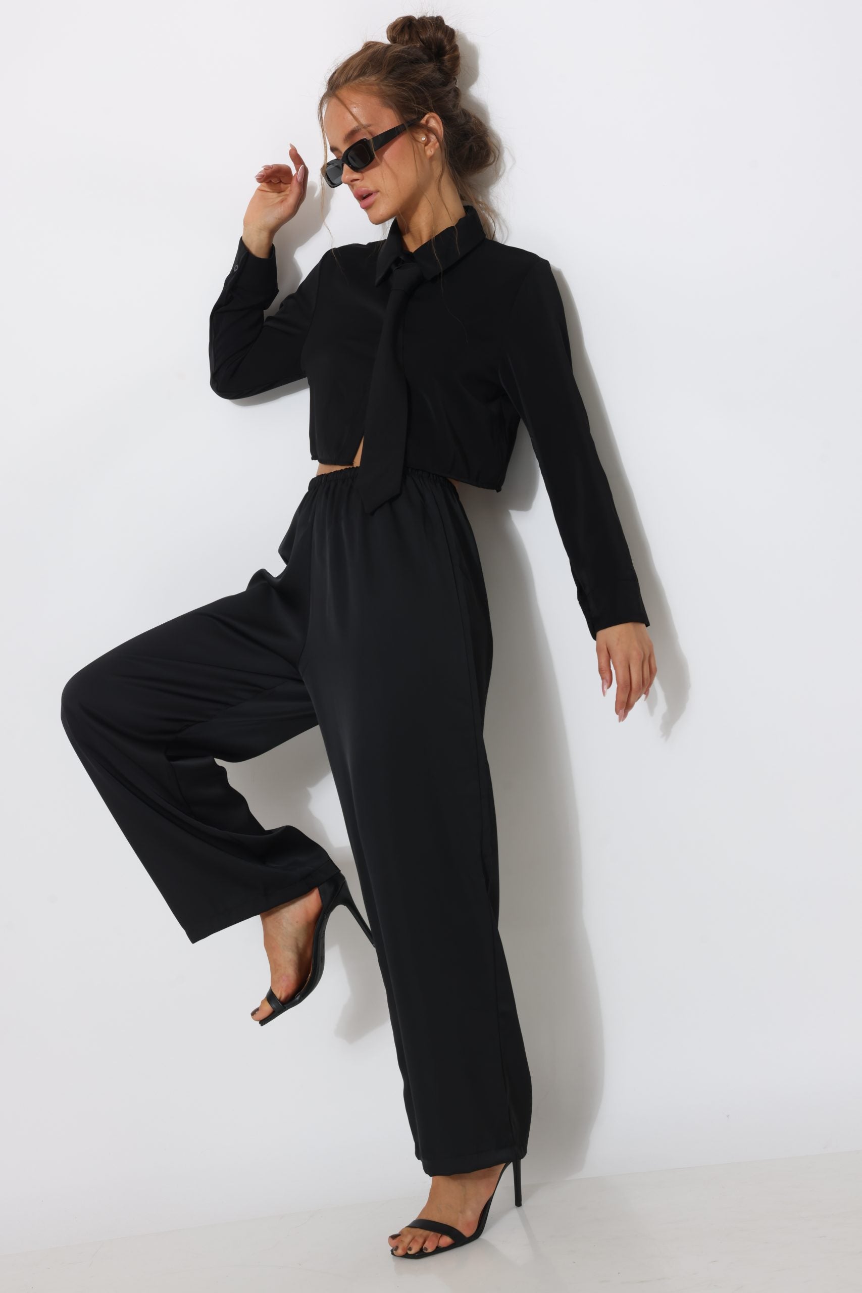 מכנס סאטן גזרה ישרה