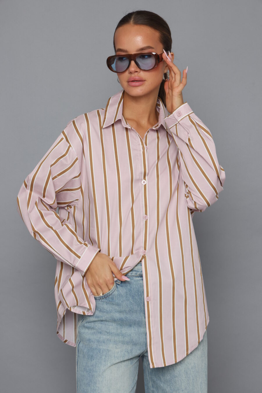 חולצת פסים ורוד חרדל