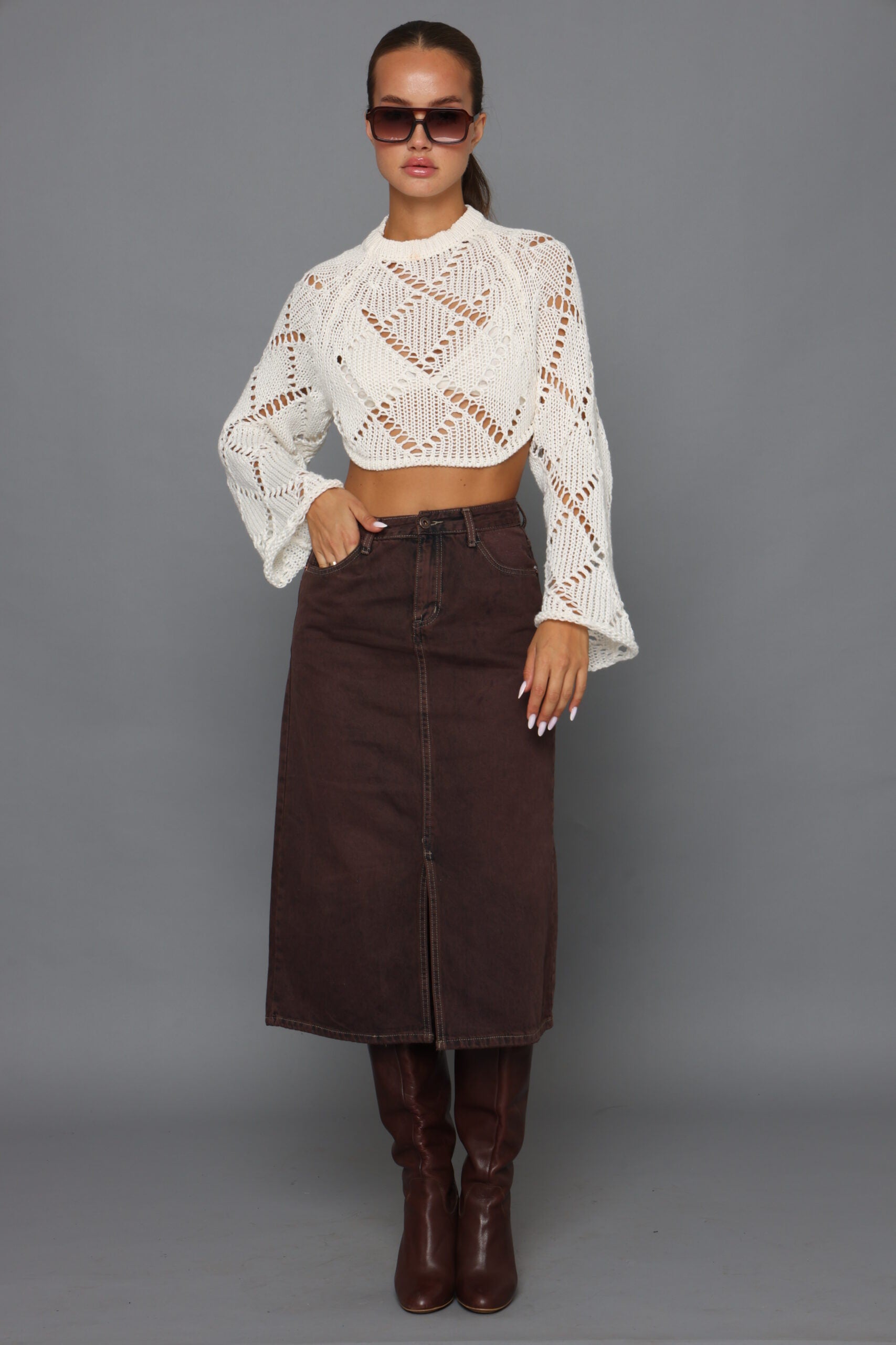 סריג קרושה קרופ גב חשוף