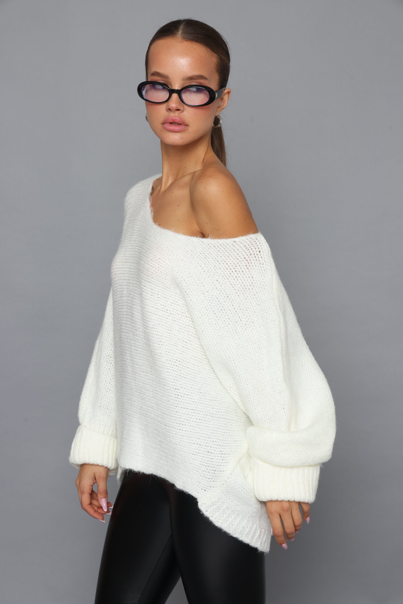 סריג כתף חשופה אוברסייז