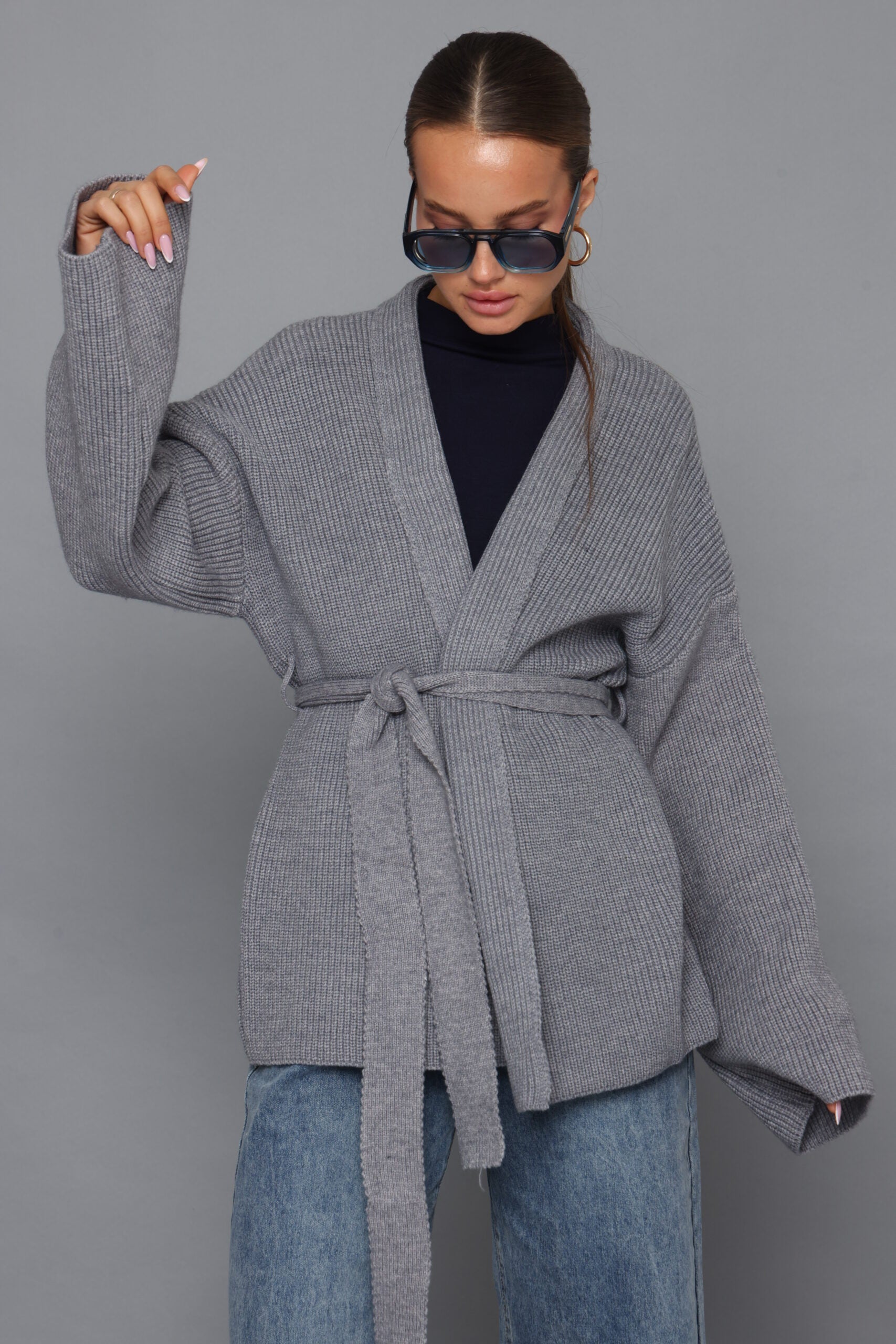 קרדיגן קשירה שרוול מתרחב