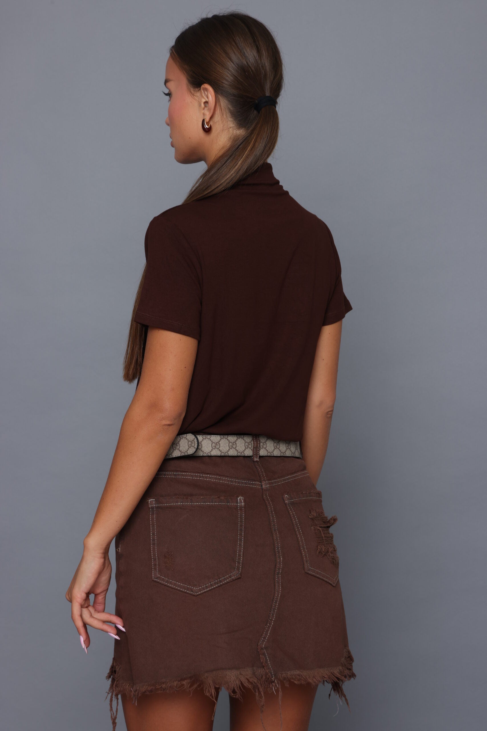 חצאית מיני ג’ינס חומה