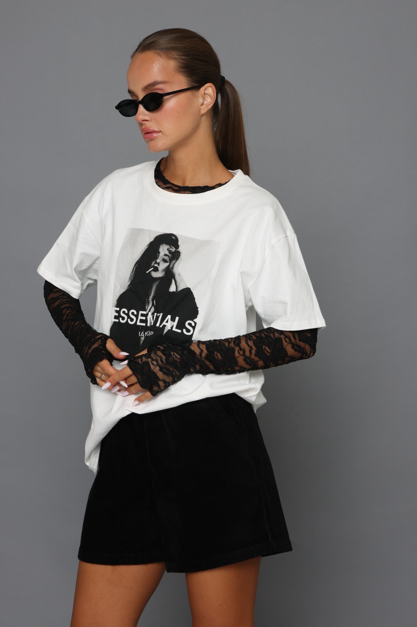 חולצת תחרה שחור