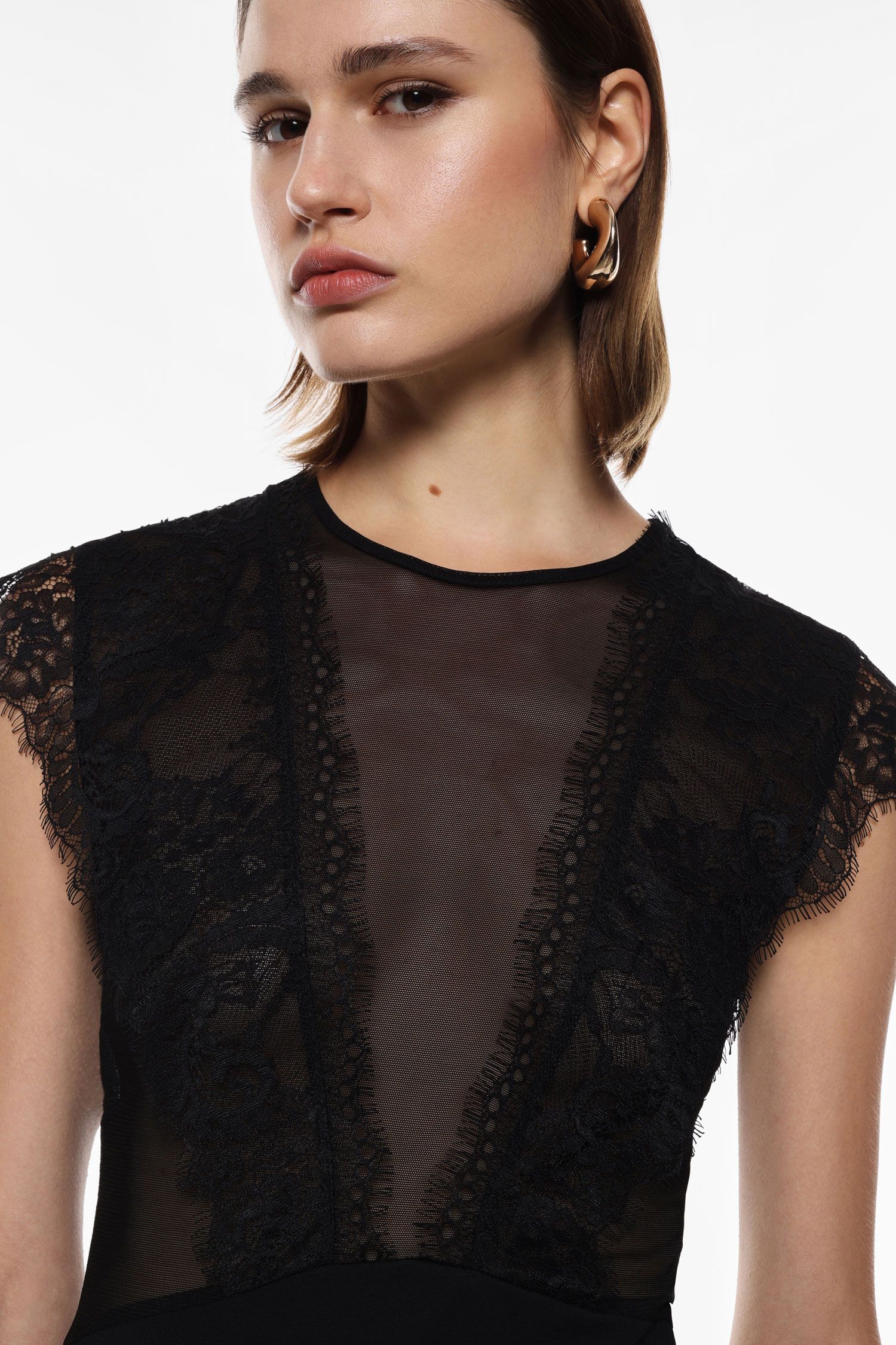 בגד גוף טול שילוב תחרה איטלקי