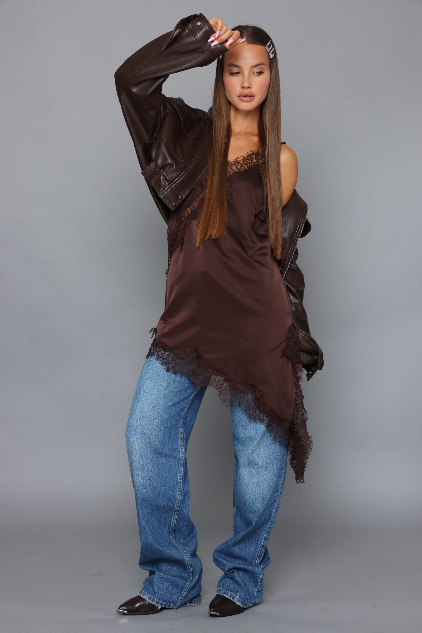 טוניקה סאטן תחרה