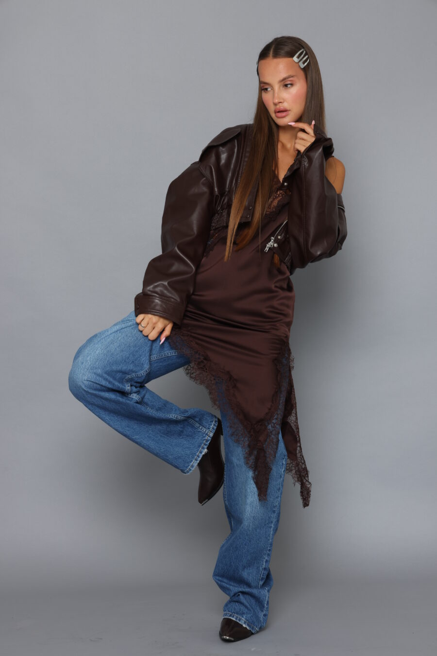 טוניקה סאטן תחרה