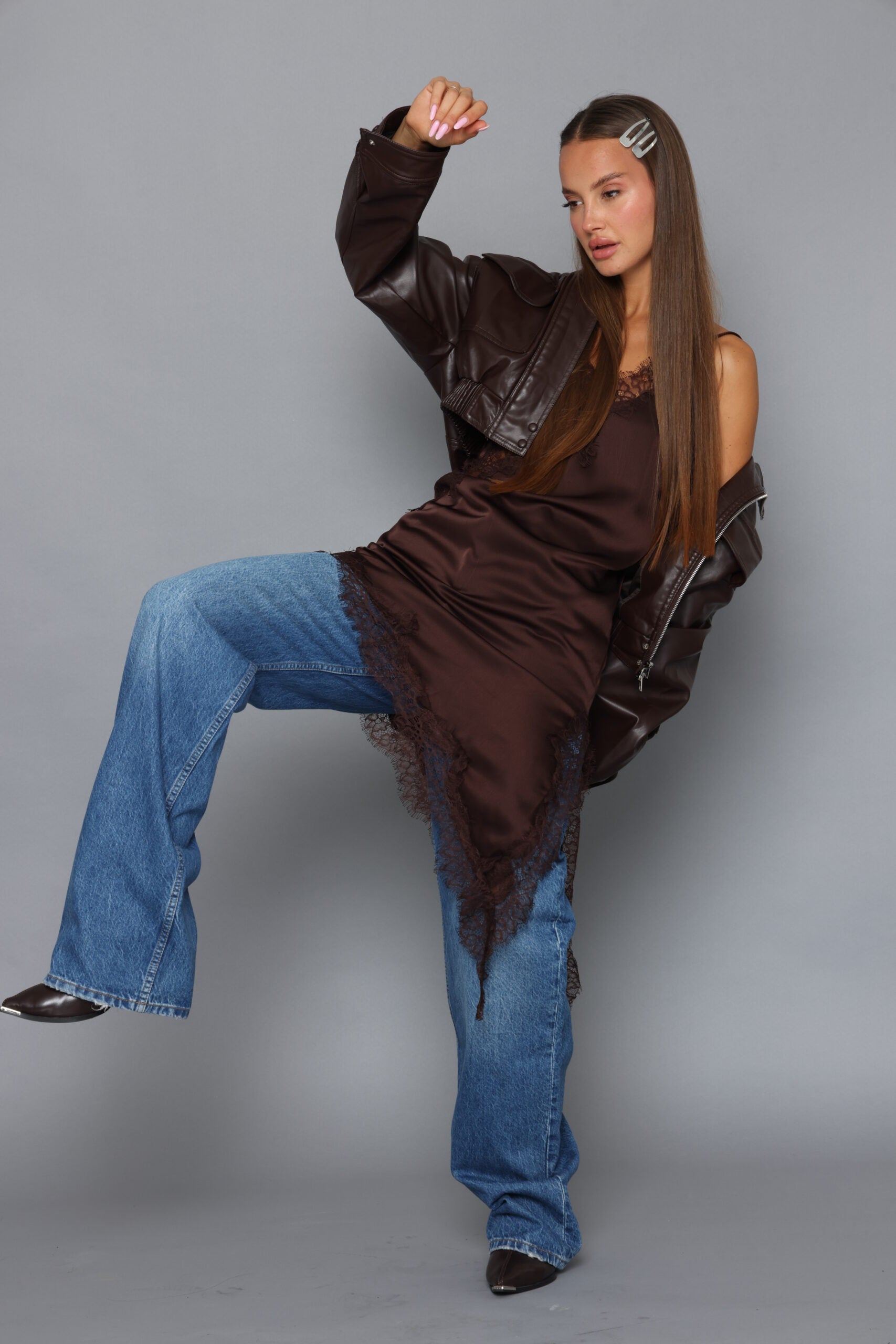 טוניקה סאטן תחרה